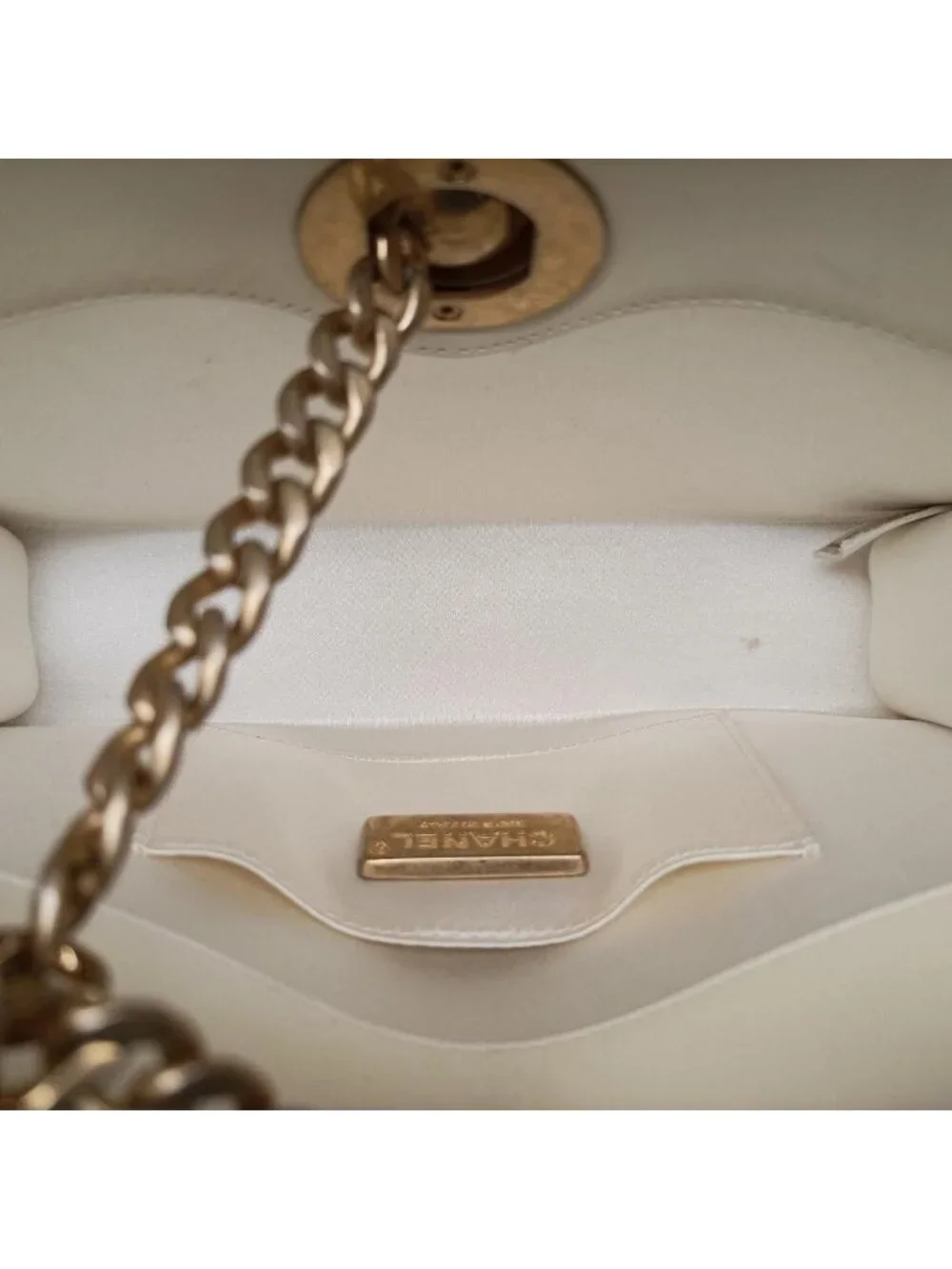 Chanel Quilted Bijou Large Golden Ball Wristlet Clutch White Lambskin